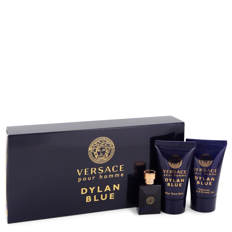 Versace Pour Homme Dylan Blue Gift Set By Versace 0.17 oz Mini EDT + 0.8 oz After Shave Balm + 0.8 oz Shower Gel For Men By Versace