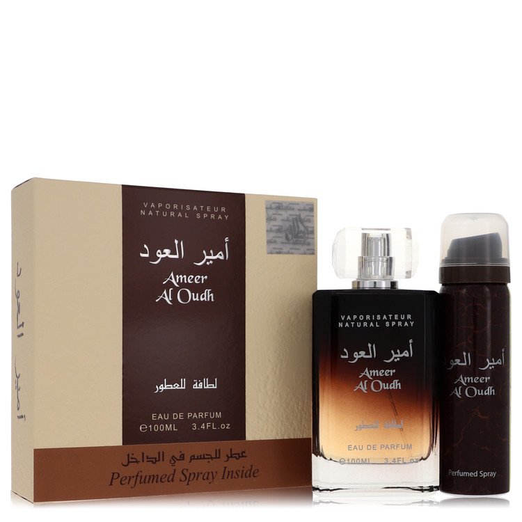 Image of Lattafa Ameer Al Oudh Gift Set By Lattafa 3.4 oz Eau De Parfum Spray + 1.7 oz Perfumed Spray by Lattafa 3.4 oz Eau De Parfum Spray + 1.7 oz Perfumed Spray Eau De Parfum - Best Deals
