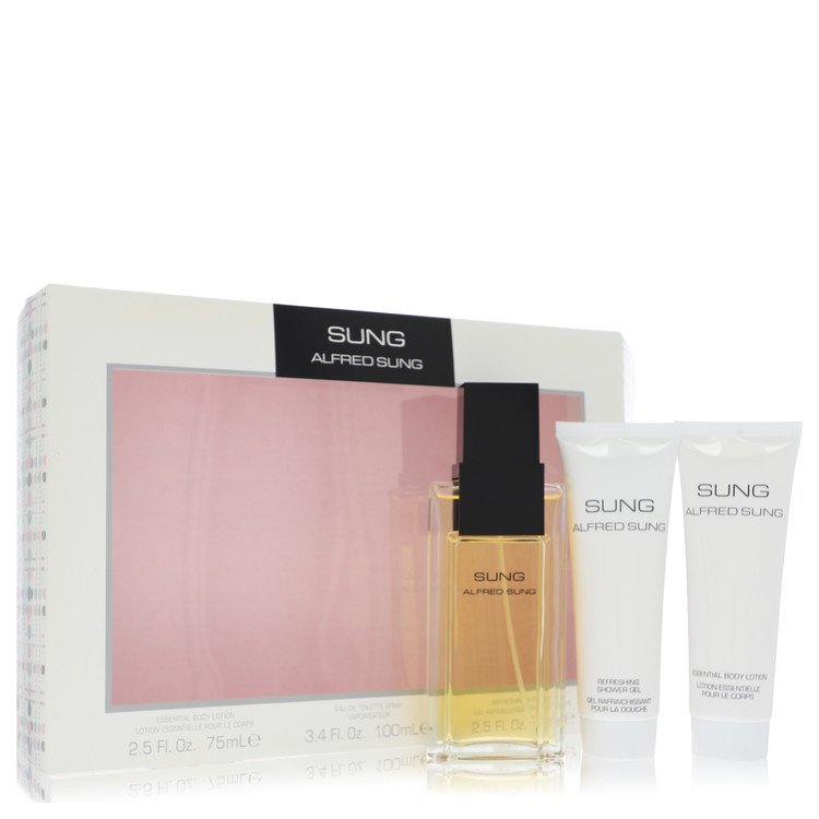Alfred Sung Gift Set By Alfred Sung 3.4 oz Eau De Toilette Spray + 2.5 oz Body Lotion + 2.5 oz Shower Gel For Women By Alfred Sung