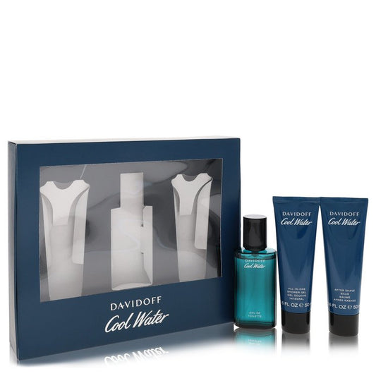 Cool Water Gift Set By Davidoff 1.4 oz Eau De Toilette Spray +1.7 oz After Shave  Balm+ 1.7 oz Shower Gel For Men By Davidoff