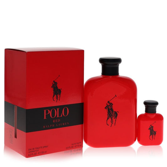 Polo Red Gift Set By Ralph Lauren 4.2 oz Eau De Toilette Spray + 0.5 oz Mini EDT For Men By Ralph Lauren