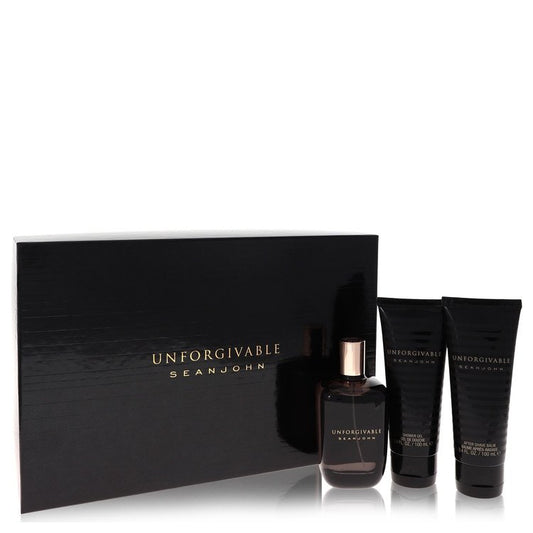Unforgivable Gift Set By Sean John 4.2 oz Eau De Toilette Spray + 3.4 oz Shower Gel + 3.4 oz After Shave Balm For Men By Sean John