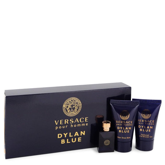 Versace Pour Homme Dylan Blue Gift Set By Versace 0.17 oz Mini EDT + 0.8 oz After Shave Balm + 0.8 oz Shower Gel For Men By Versace